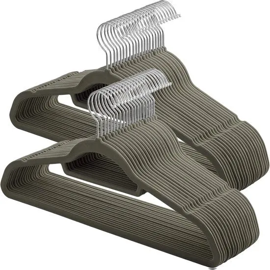 Hanger per abiti fluo 06 cm spessore superficie antiscivolo con due fori 360 gradi ruotabile gancio grigio 50 pezzi - alta qualità robusto CRF50V - conservazione e organizzazione di abiti