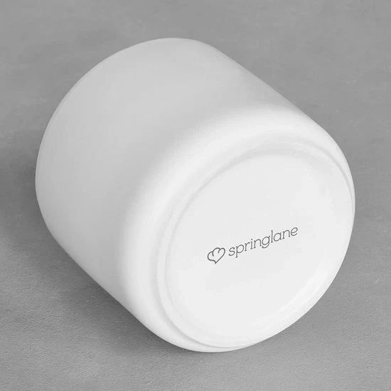 Contenitore di stoccaggio alimentare in ceramica con coperchio in legno - 1 pezzo - bianco - ceramica - 10x9cm