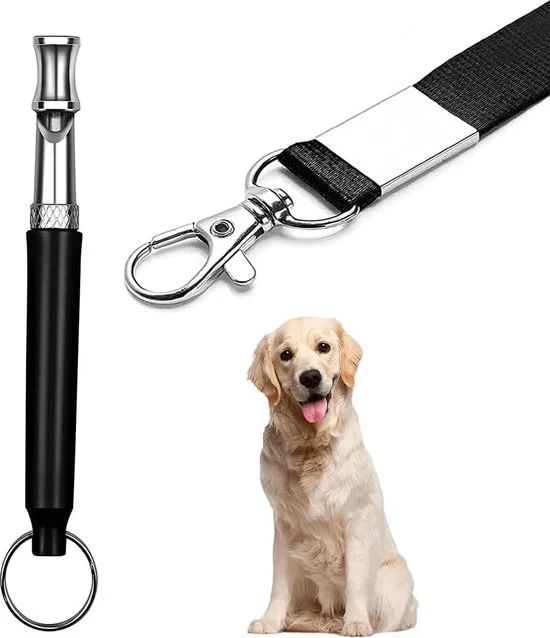 Flauto per cani - Flauto per cani professionale 1-pack con frequenza regolabile, con cavo, per fermare il abbaiare del cane dei vicini - nero