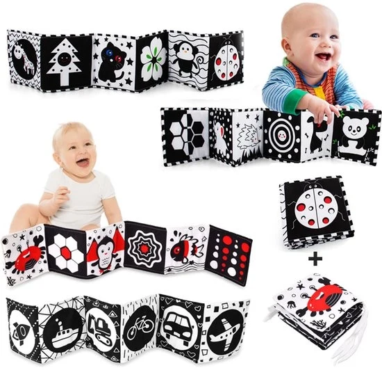 2 pezzi di libro interattivo per bambini - libro per bambini - giocattolo interattivo - libro per neonati - bianco e nero - regalo - 3 a 36 mesi (cigno + granchio)