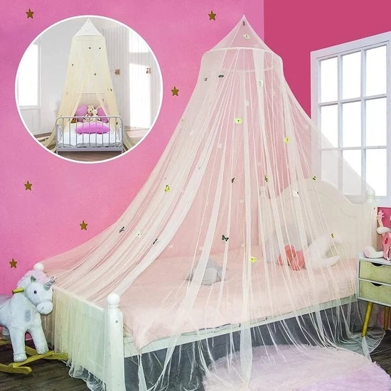 Tenda da letto - 60x250x900cm Tenda a cupola appesa - con stelle luminose fluo - Tenda da soffitto per casa - Ideale ombrello per lettini e materassi - Facile da installare - Adatta per uso interno ed esterno