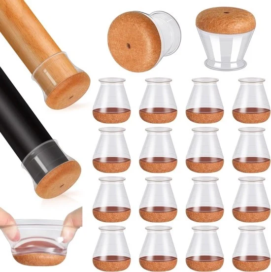 Protezioni per gambe di tavolo - Protezioni per pavimento - 16 pezzi - Bocchini in silicone extra piccoli per gambe di tavolo - Protezioni per pavimenti in legno duro con velluto avvolto - Protezioni per gambe di mobili (adattamento: 17 mm)