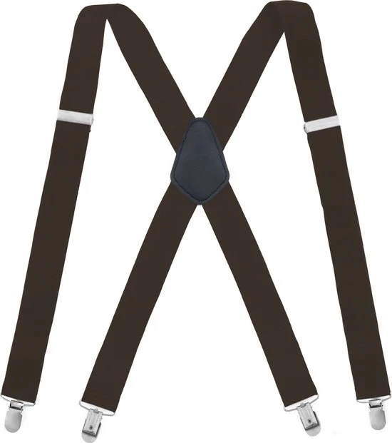 Cinturino per Uomo, Cinturone elastico adattabile, Cinturone a X per Uomo, Moda Adulto 4 Clip Cinturone a Croce - Caffè