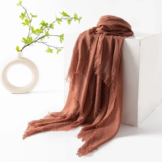 Sjaal estivo per donne, lenti e estivi, colori uniformi, protezione solare, ombrelloni, sjaal per donna, sciarpe per capelli, grande sjaal leggera per il mare di seta 74”×39” - Arancione Marrone - 190*100cm
