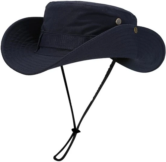 Cappello da sole, protezione respirante Cappello da pesca Larga fascia Cappello da safari Cappello a maglia respirante per campeggio escursioni viaggi - Blu marino