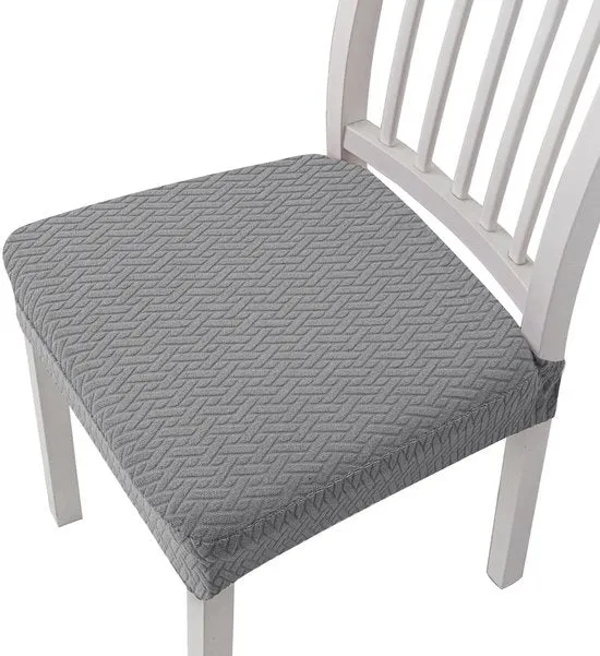 4 pezzi di copricuscini da divano in stoffa elastica jacquard, copricuscini rimovibili e lavabili (con cinture di spalliera) - Grigio chiaro - 35*35*5