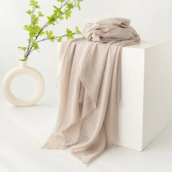 Sjaal per donna, protezione solare, ombrello da sole, grande sedia estiva leggera in tessuto 190*100cm, colore kaki chiaro.