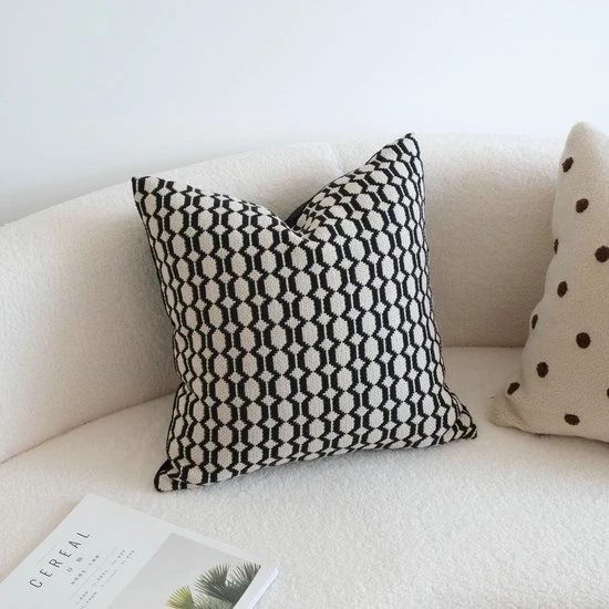 Cuscino con disegno geometrico a forma di rettangolo - 1 pezzo - copertura luce - facile da installare - copertura cuscino retro - decorazione per divano - misura 50x50 cm - Beige