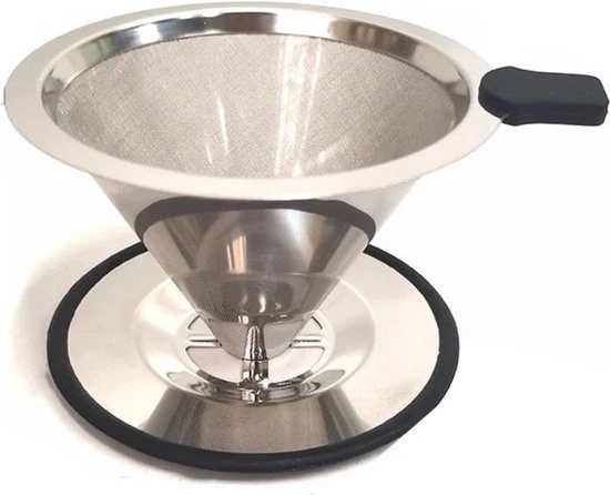 Filtro per caffè permanente - 304 acciaio inossidabile a doppia lamina filtro per caffè - Filtro per gas riciclabile - Filtro conico per caffè - Ambiente amichevole - Duraturo - Espresso - - Adatto per ristoranti, caffè, bar, uffici, uso domestico (L)