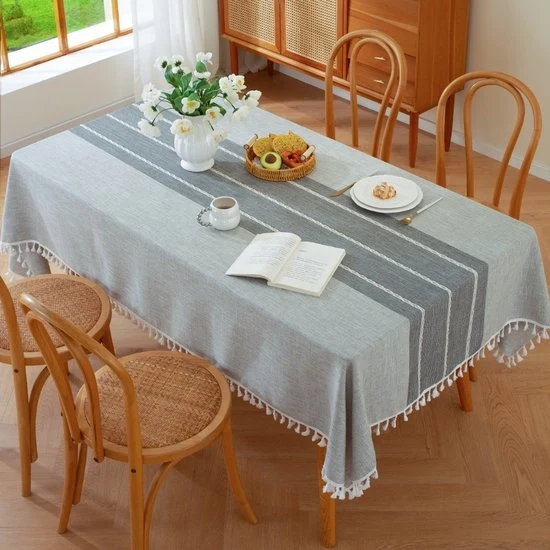 Tavolo quadrato coperto di lino di cotone - Duraturo, impermeabile, morbido e senza pieghe - Con pennelli - Adatto per cucina, sala da pranzo, festa, festival, decorazione da tavolo - 100x160cm
