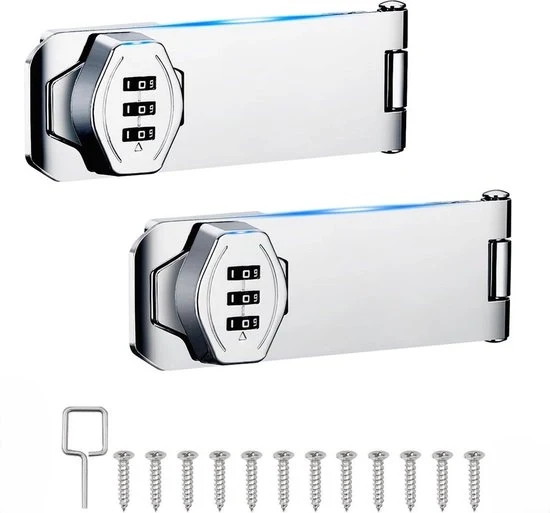 Hasp slot combinato 2 in 1, meccanico con serratura rotante, schiaccia porte per piccole porte, armadi, porte di capanna, bagno, esterno, giardino (5 pollici) - argento - 5in
