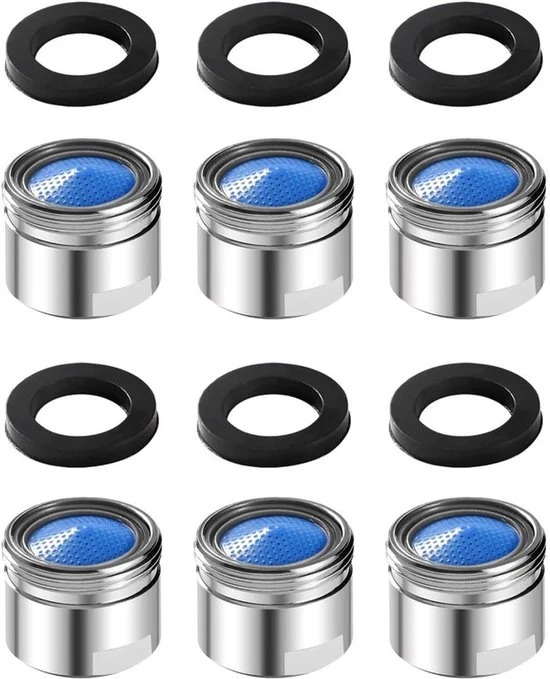 6 luci per rubinetto M18, con 6 kit di sigillaggio, accessori per filtro di rubinetto con filtro ABS, per cucina e bagno - argento - 18mm