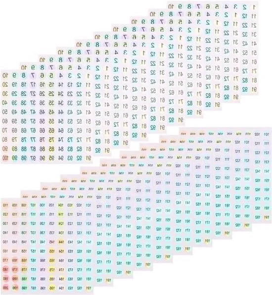 Etichette per targa - Stampa laser - Adesivi autoadesivi - Piccolo formato - Etichette numerate - Adatti per uso domestico e ufficio - Bianco - Set di 20 etichette