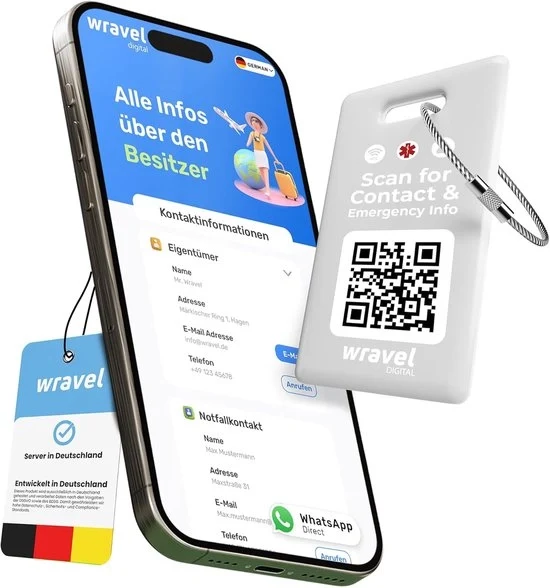 Etichetta Digitale per Bagagli con NFC e Codice QR – Etichetta per Borse con Protezione della Privacy – Per Viaggi e Escursioni – Grigio