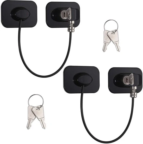 Sicurezza per bambini per finestre, frigoriferi, armadi, porte, set di serrature di sicurezza nere, 2 pezzi di serrature adesive bloccabili per l'apertura di serrature per la protezione di bambini, animali domestici, finestre a soffitto e balconi