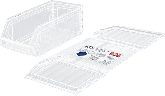 Set di 5 cassetti in plastica trasparente pieghevoli e ripiegabili - 336 x 160 x 130 mm - cassetti per ordine