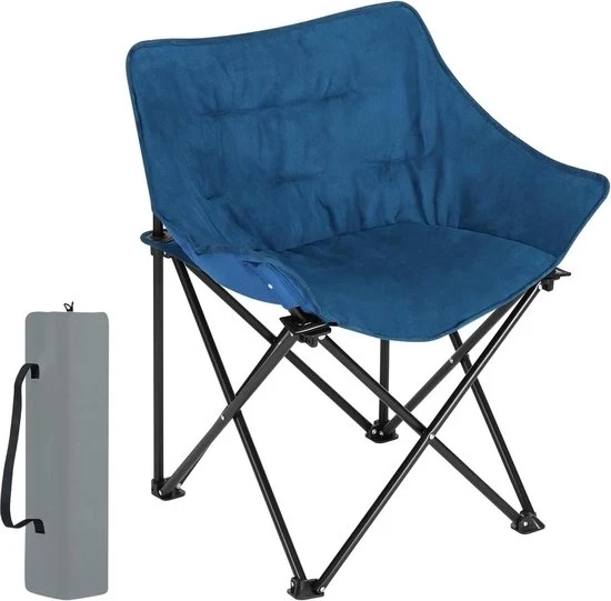 Sedia da campeggio con cuscino per pesca sedia pieghevole portatile per esterno picnic spiaggia blu 63 x 445 x 735 cm - tessuto in suède Oxford con borsa.