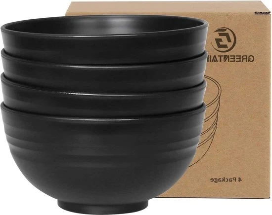 Set di 4 contenitori per muesli 710 ml ciotola frutta per bambini e adulti leggera e resistente a shock, compatibile con lavastoviglie e microonde, colore nero