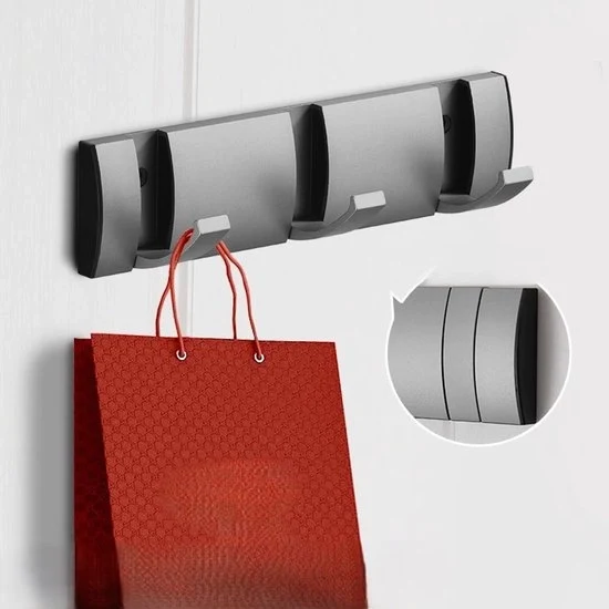 Capocassettina da parete, porta a soffitto, capocassettina con ganci estensibili, attaccapanni spaziali in alluminio, rastrelliera per ingresso, bagno, cappello, asciugamano - grigio-3 ganci