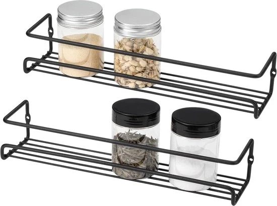 Organizzatore per contenitore cucina a muro con mensole appese robuste - piccolo formato - nero Modello: Keukenkast organizer