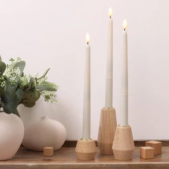 Set di candele in legno per candele coniche - set da 3 - lusso - decorativo