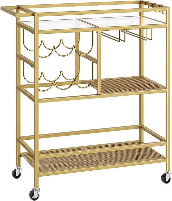 Carrello da servizio lussuoso con ruote - elegante e pratico - 1 pezzo - oro