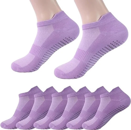 6 Paia di Calze per Yoga con Grip per Donne, Calze con Grip Antiscivolo per Pilates, Calze per Ospedale, Calze per Barre di Balletto per Danza - Blu