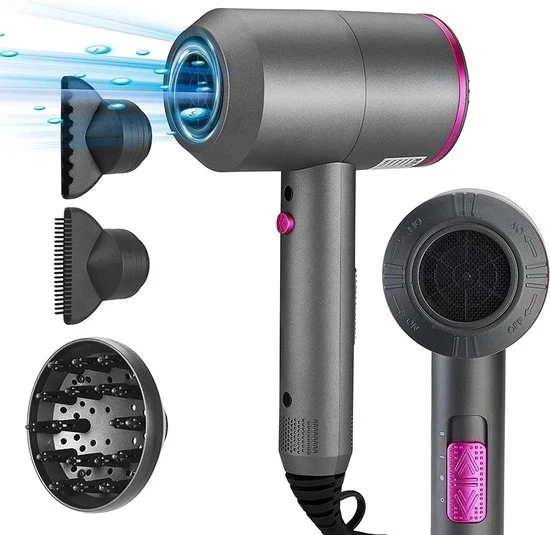 Asciugacapelli - Asciugacapelli Ionico - Faccia Föhn - Capelli Ricci - Anti Peluria