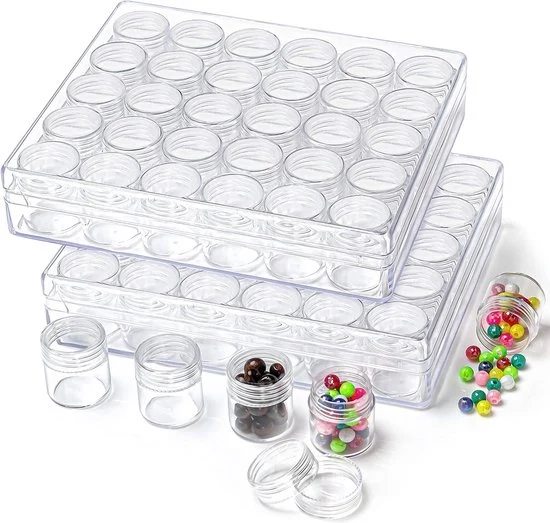 Accessori per Diamond Painting - Organizzatore di contenitori in plastica Kralen Helder - 30 contenitori rimovibili piccoli con coperchi - Accessori per DIY per orecchini in smalto con diamanti e glitter