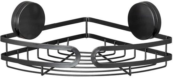Pannello angolare per bagno - design trendy - 1 pezzo - nero - acciaio - 27x9,8x20 cm