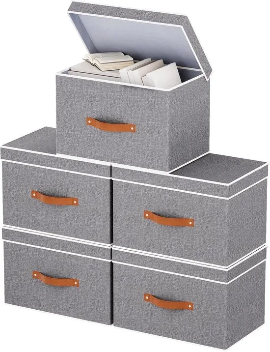 Set di cassetti di archiviazione - Organizzatore per abbigliamento e libri - 5 pezzi - grigio - 33 x 23 x 20 cm