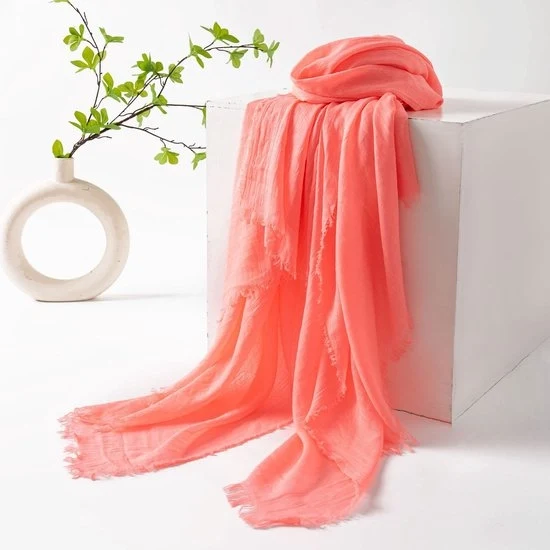 Sjaal donna estiva, lenti e estiva, colori lisci, protezione solare, ombrellino, sjaal donna, sciarpa donna, grande sjaal leggera da spiaggia di rete 190*100cm - Polvere di grapefruit