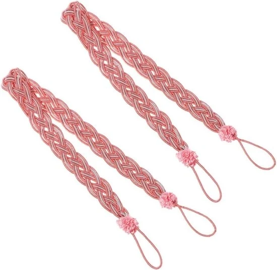 2 pezzi di Corda per Tendine di Tendaggi in Tessuto Satinato, Fermo per Tendine di Tendaggi, Corda Tessuta a Maglia per Tendine di Tendaggi, Tendine di Tendaggi per Decorazione di Interni - Rosa