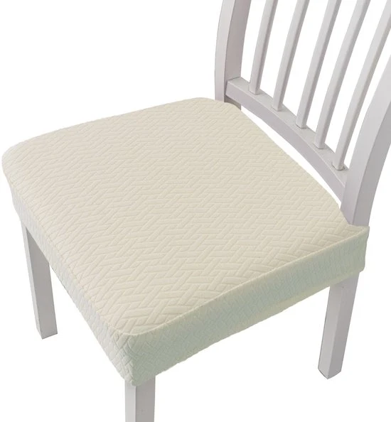 4 set di cuscini per poltrone in tessuto jacquard stretch, rimovibili e lavabili, con cinturini di sostegno - bianco crema - 35*35*5