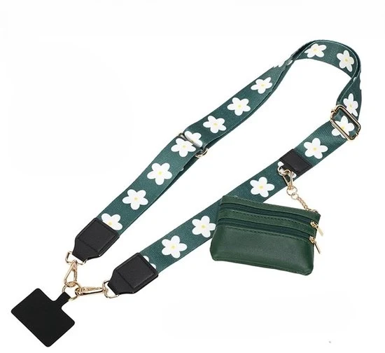 Cinturino per telefono con tasca a zip - Cinturino crossbody regolabile in stile per telefono con borsa in pelle per tutti i telefoni - 011