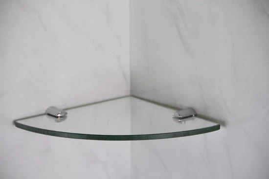 Pannello angolare in vetro resistente 6 mm, 150 mm, 6", con finitura cromata, adatto per bagno, camera da letto, ufficio.