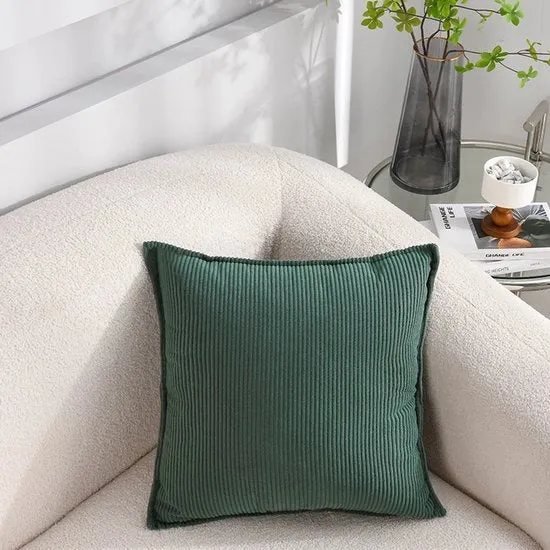 Set da due coperte per cuscini in corduroy morbido - coperte per cuscini a quadri a strisce - coperte per cuscini decorative - per divano, auto, terrazzo, camera da letto, salotto - 45x45cm - Verde