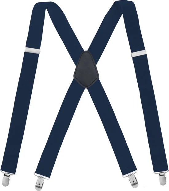 Cinturone per Uomo, Cinturone elastico adattabile, Cinturone a X per Uomo, Moda Adulto 4 Clip Cinturone a Croce - Blu Marino