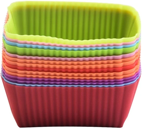 Forme di Cupcake in Silicone, 28 pezzi, Forme di Torta in Silicone Reutilizzabili, Forme di Muffin Resistenti al Lavastoviglie in Silicone, Forme di Cupcake in Silicone per la Cottura di Torta, Gelato, Muffin Pudding (Rettangolare - 7,5x5x3cm)