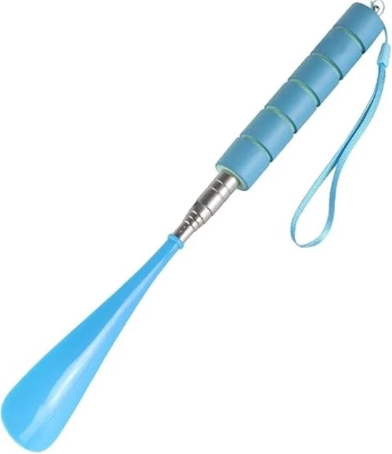 Scoopa con lunghe lamiere, 2 pezzi 11,8-27,6" scopa telescopica con manico antiscivolo, scopa a pendolo con cavo, scopa adattabile in acciaio inossidabile per uomini e donne - blu