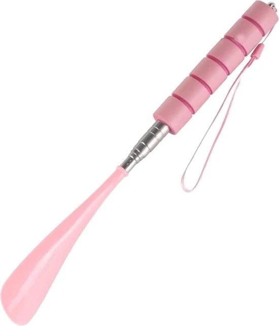 Scoopa per scarpe con lunghezza estendibile, 2 pezzi 11,8-27,6" scoopa per scarpe telescopica con manico antiscivolo, scarpe con cinturino, scoopa per scarpe regolabile in acciaio inossidabile per uomo e donna - rosa