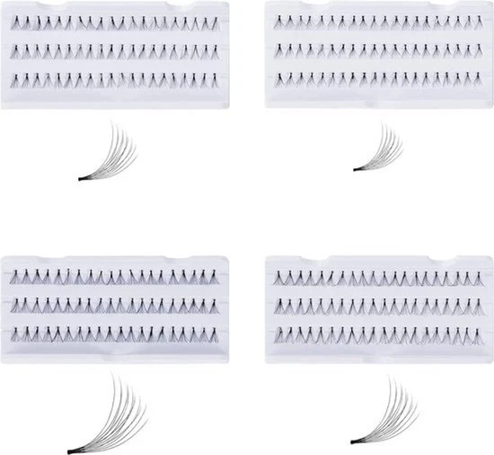 Wimper Extension Cluster a Valsa - Misto di Lunghezza - Effetto di Bellezza - Naturale e Drammatico - Adatto per Volume e Densità - 4 Pacchi, 8, 10, 12 e 14 mm