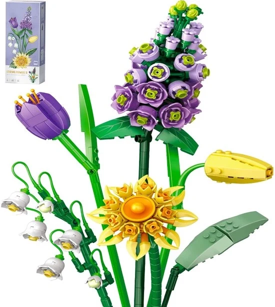 Set di fiori in blocco - Creativo set di fiori in blocco - 547 blocchi di costruzione - Guida colorata