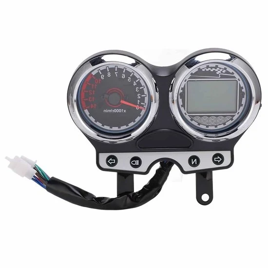 Contachilometri elettronici DC 12V per motociclette Display LED blu con illuminazione di background nera Protezione ABS con guscio nero Display multiinformazioni Contachilometri elettronici