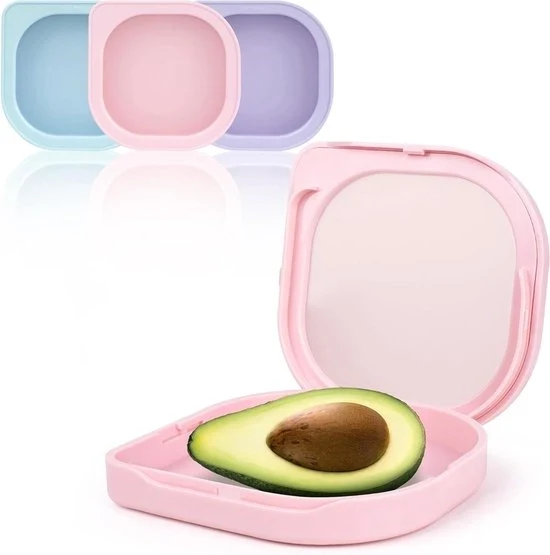 Contenitore di conservazione di avocado riciclabile - progetto aeronautico trasparente - 3 pezzi - avocado a metà - contenitore visivo per frutta - uso quotidiano - cucina - sicuro per frigorifero - fresco
