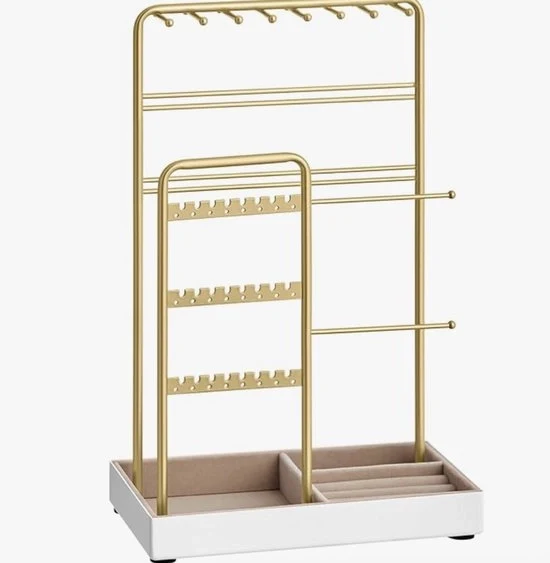 Organizzatore di gioielli con caricatore e struttura in metallo standard di gioielli con cassetto in velluto per collane anelli orecchini e bracciali