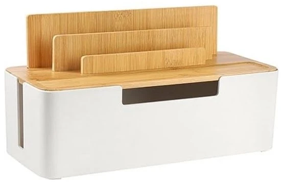 Cassetta di gestione cavi - organizzatore multifunzionale - 1 pezzo - bianco - legno