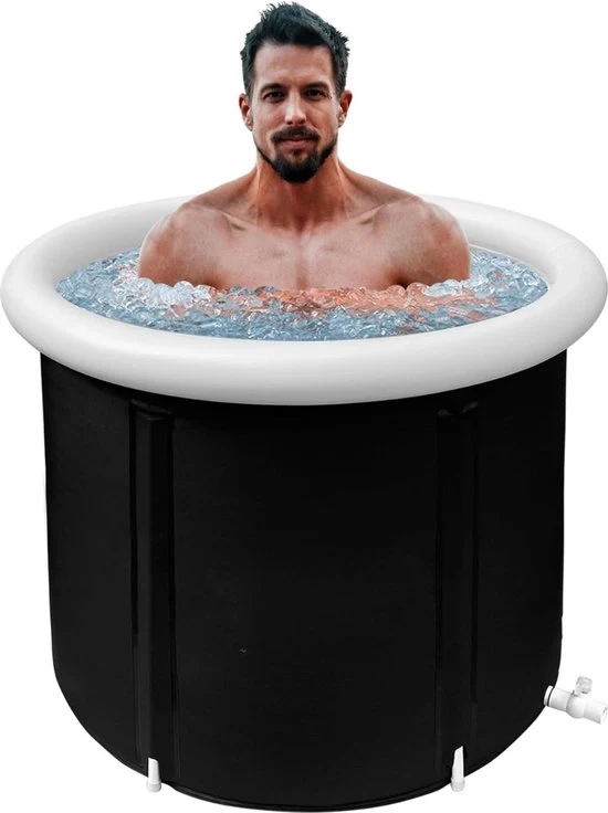 Bagno di ghiaccio da sedere - 370 Litri - Bagno coprente - Nero - Con copribagno
