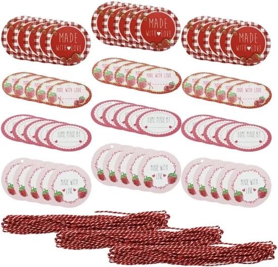 Set di 60 etichette per pacchi - Etichette decorativa per pacchi, bottiglie e bicchieri - Etichette da appendere per etichettatura e decorazione
