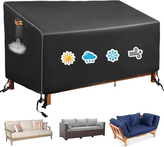 Banco da giardino 3 posti - impermeabile - nero - 200 x 96 x 89 cm